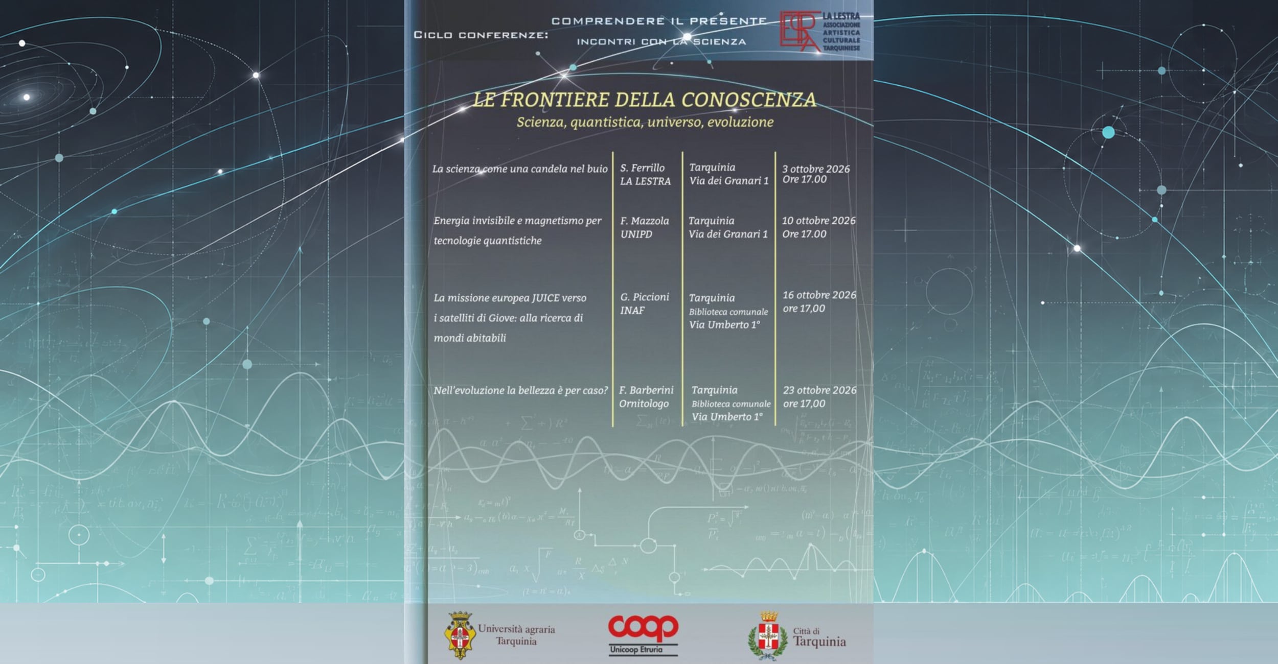 Prime-PAC-programma-social Locandina della rassegna scientifica Comprendere il presente organizzata a Tarquinia