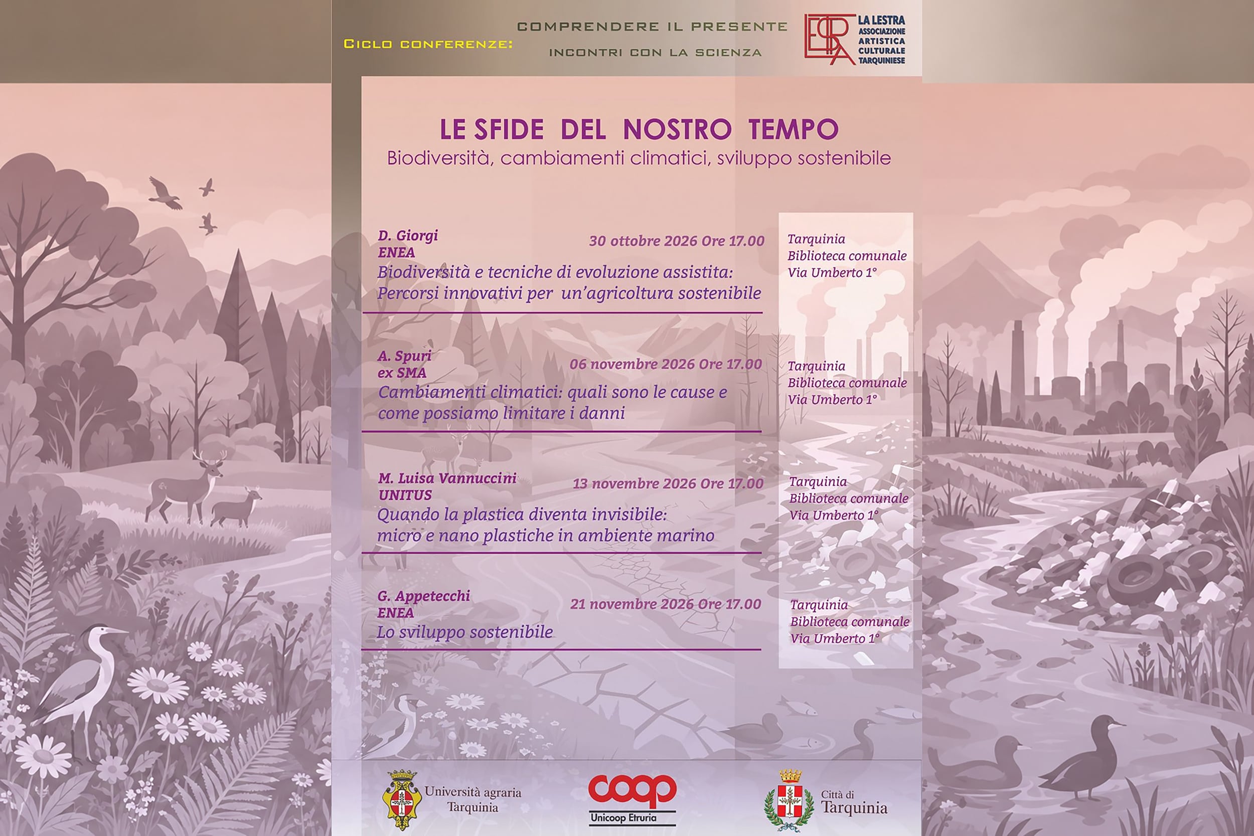 Locandina dell’incontro con Debora Giorgi su biodiversità, tecniche di evoluzione assistita e agricoltura sostenibile